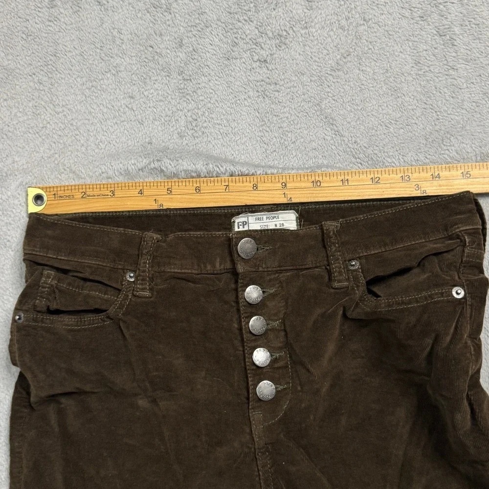 Free‎ People Brown Corduroy Button Fly Cropped Jeans Women's Tag Size 28